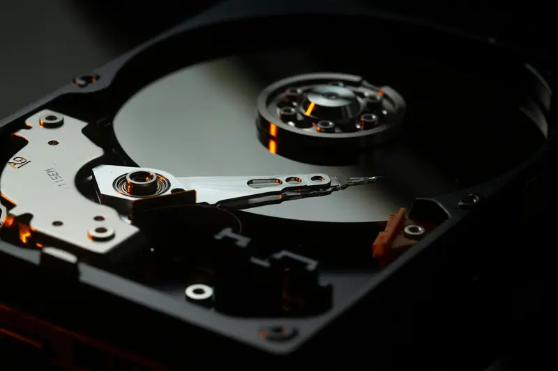 The inside of a hard drive
