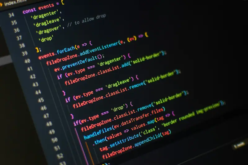Code in an editor with a dark theme