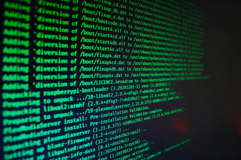 Green text from a software installation on a dark screen