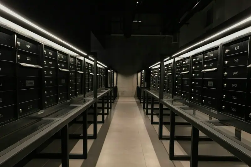 A long aisle between server racks